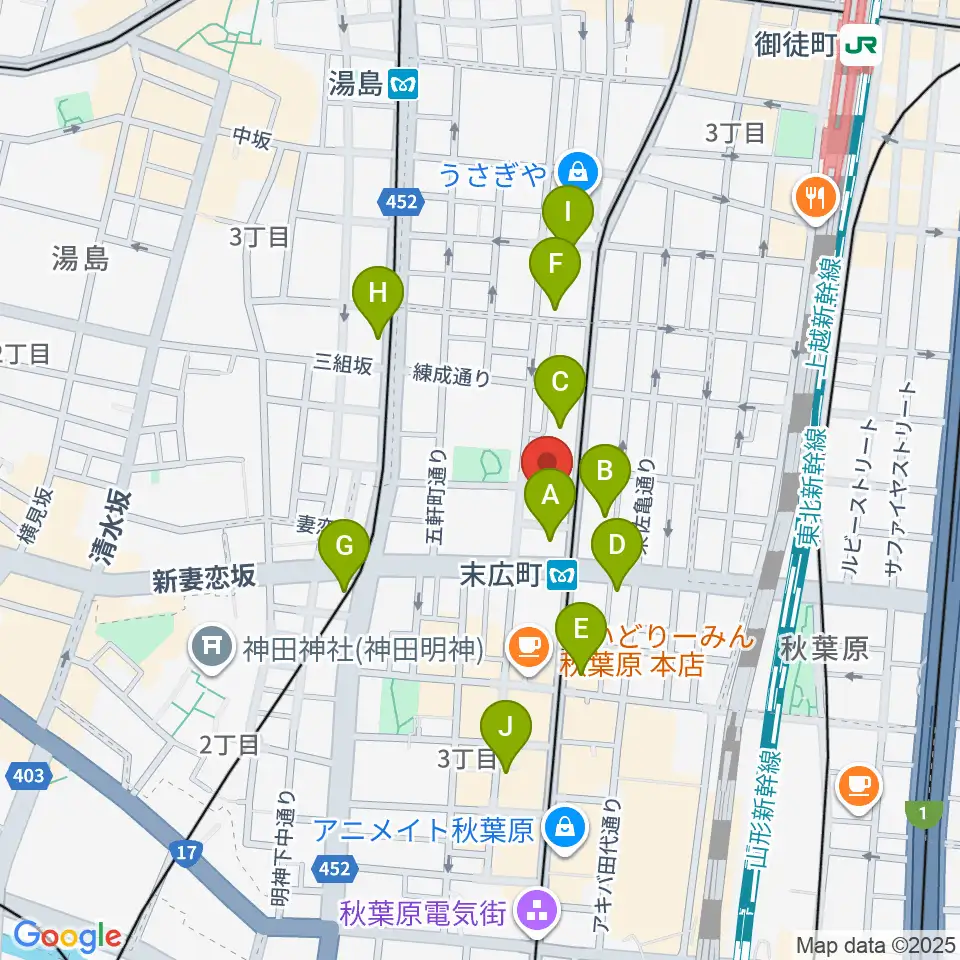 サウンドスタジオノア 秋葉原店周辺のコンビニエンスストア一覧地図
