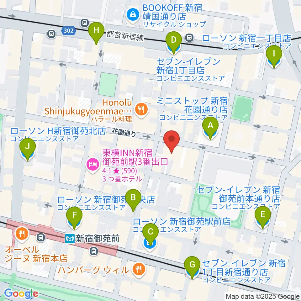 御苑ROSSO198周辺のコンビニエンスストア一覧地図