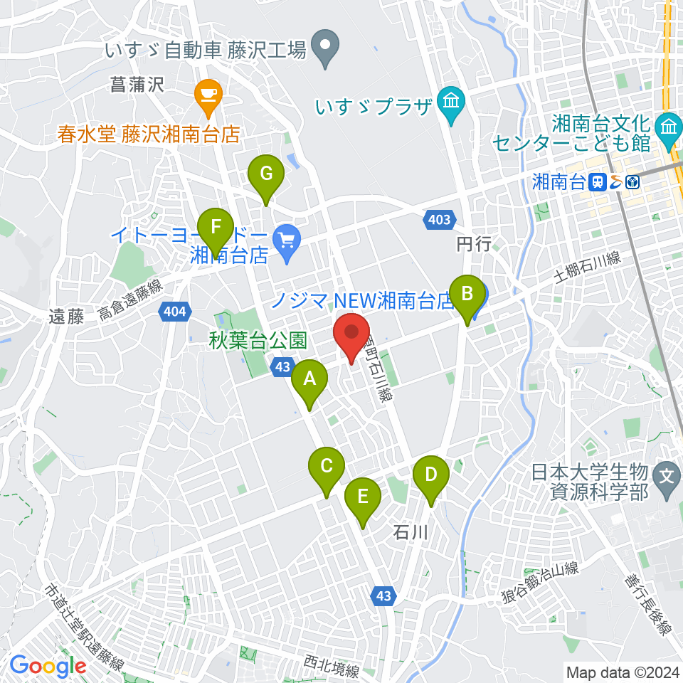 富士楽器 湘南台ショールーム周辺のコンビニエンスストア一覧地図