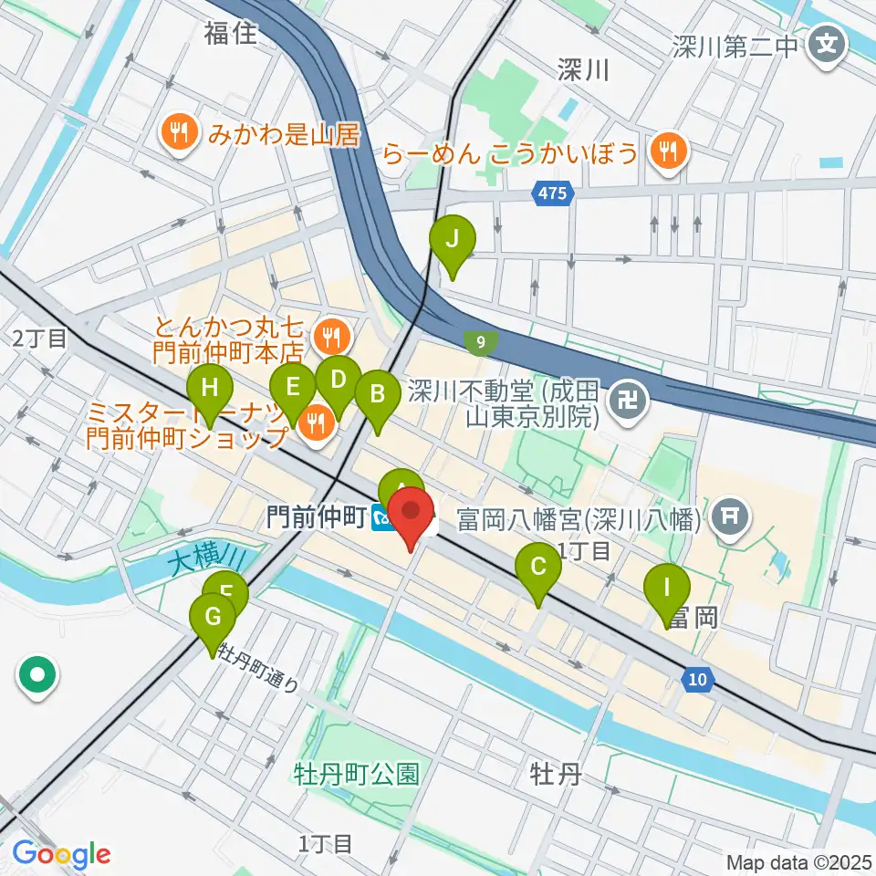 八重洲ピアノ社 門前仲町センター周辺のコンビニエンスストア一覧地図