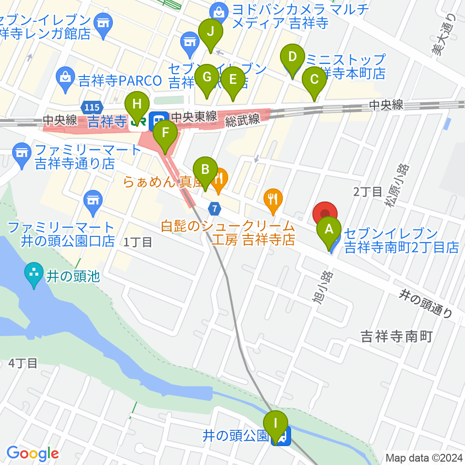 スタジオ壱之助周辺のコンビニエンスストア一覧地図