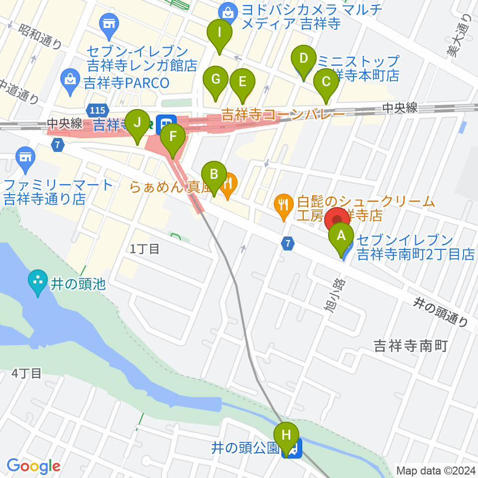 スタジオ壱之助周辺のコンビニエンスストア一覧地図