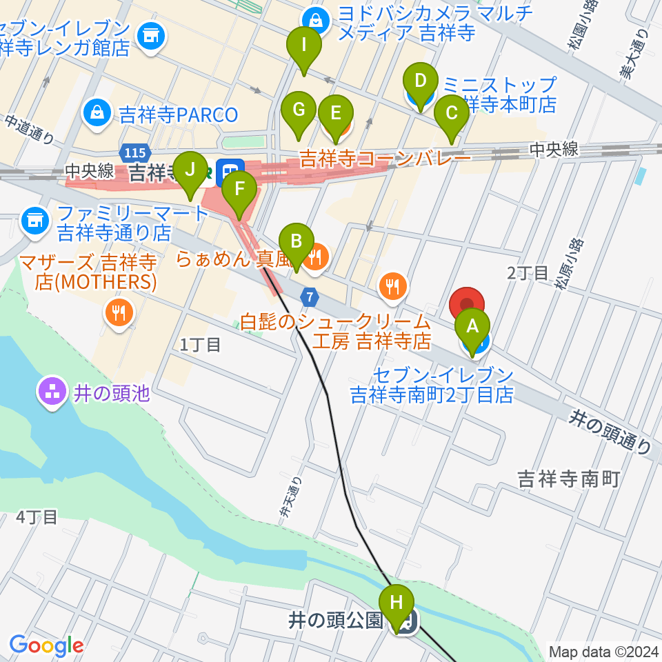 スタジオ壱之助周辺のコンビニエンスストア一覧地図