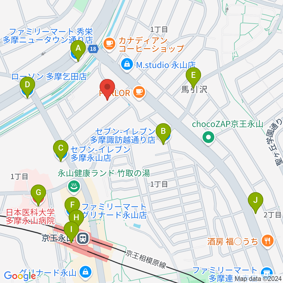 飯塚楽器工房周辺のコンビニエンスストア一覧地図