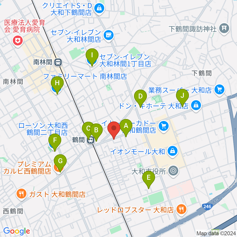 ピアノハウスジャパン周辺のコンビニエンスストア一覧地図