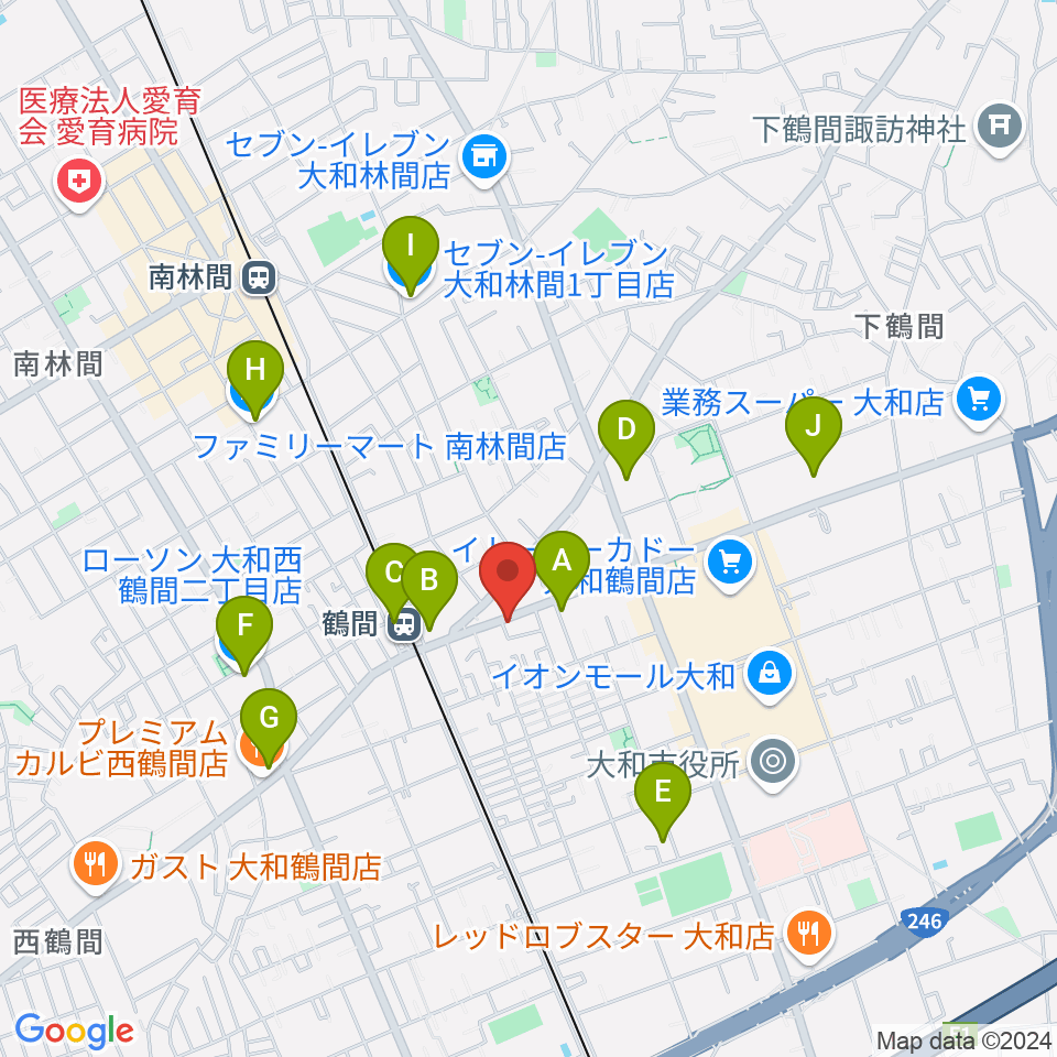 ピアノハウスジャパン周辺のコンビニエンスストア一覧地図