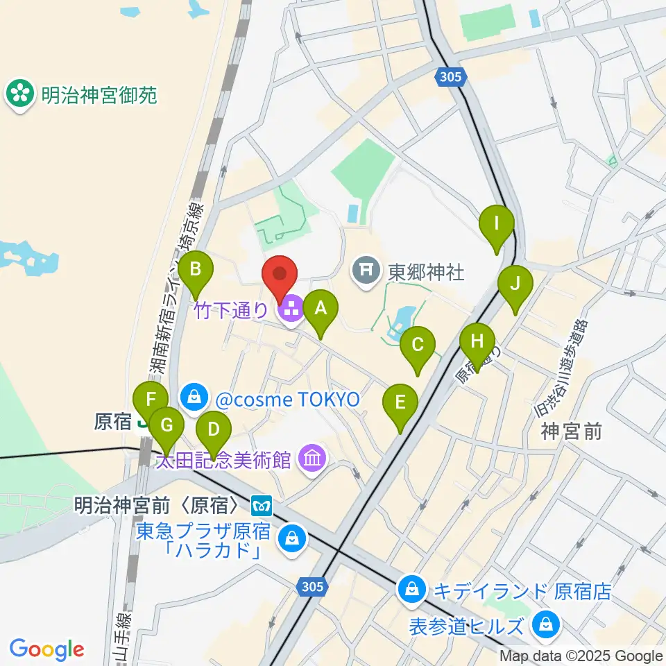 原宿ストロボカフェ周辺のコンビニエンスストア一覧地図