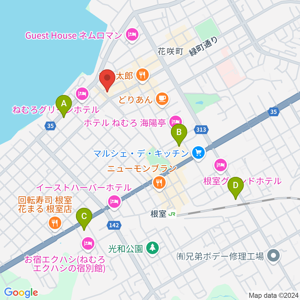 根室ハイワットホール周辺のコンビニエンスストア一覧地図