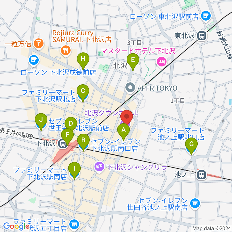 小劇場B1周辺のコンビニエンスストア一覧地図