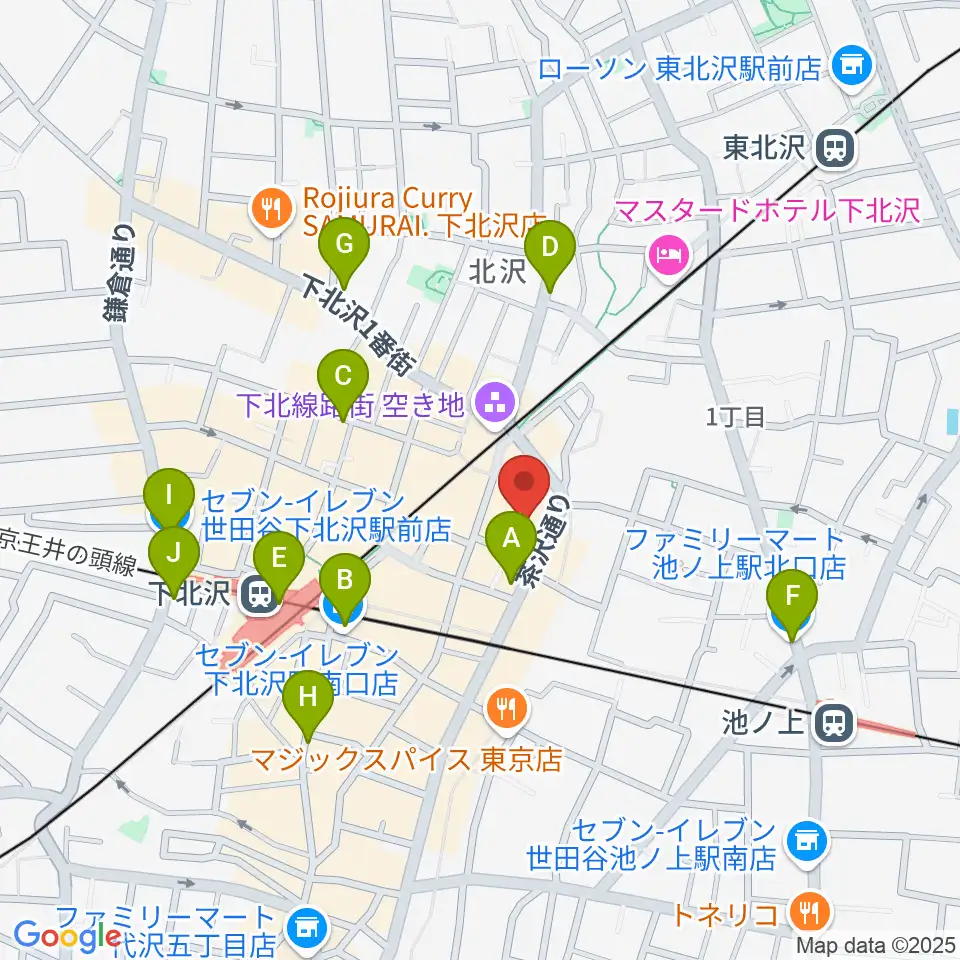 小劇場B1周辺のコンビニエンスストア一覧地図