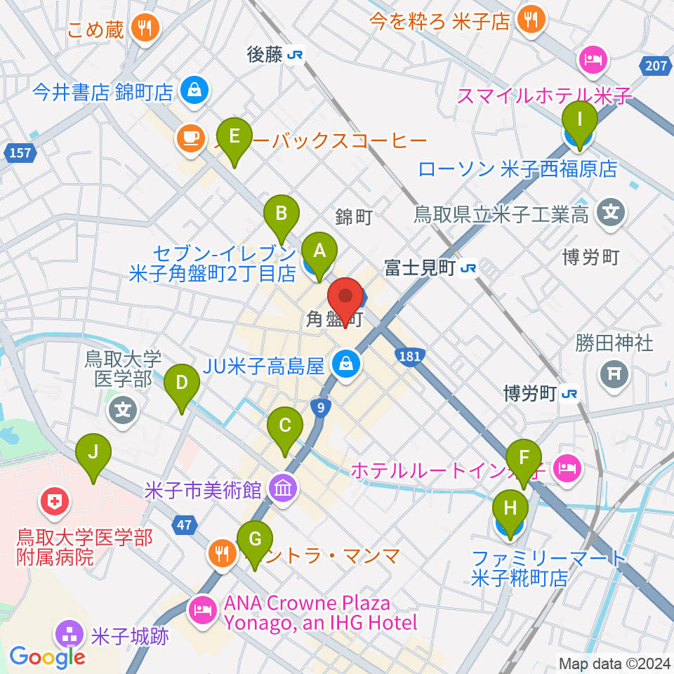 米子市公会堂周辺のコンビニエンスストア一覧地図