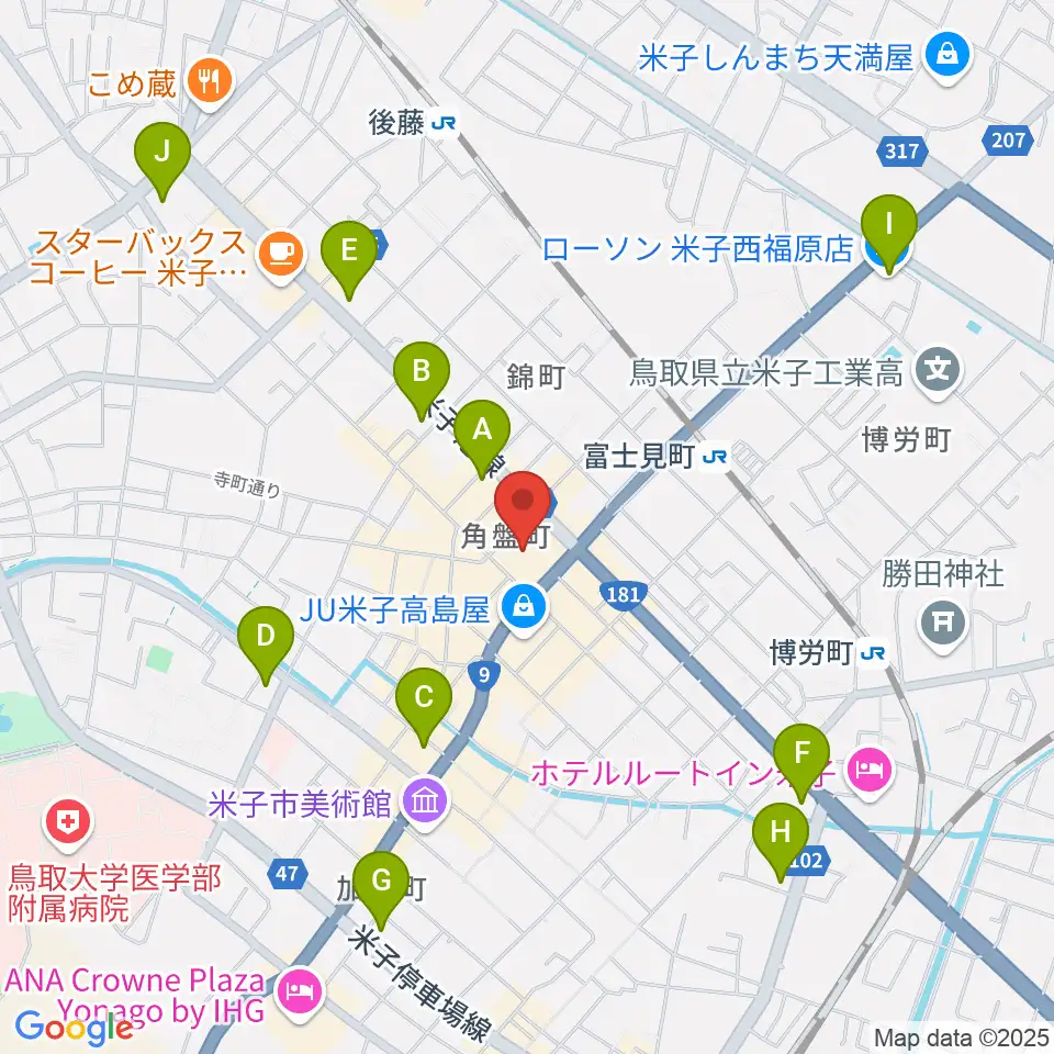 米子市公会堂周辺のコンビニエンスストア一覧地図