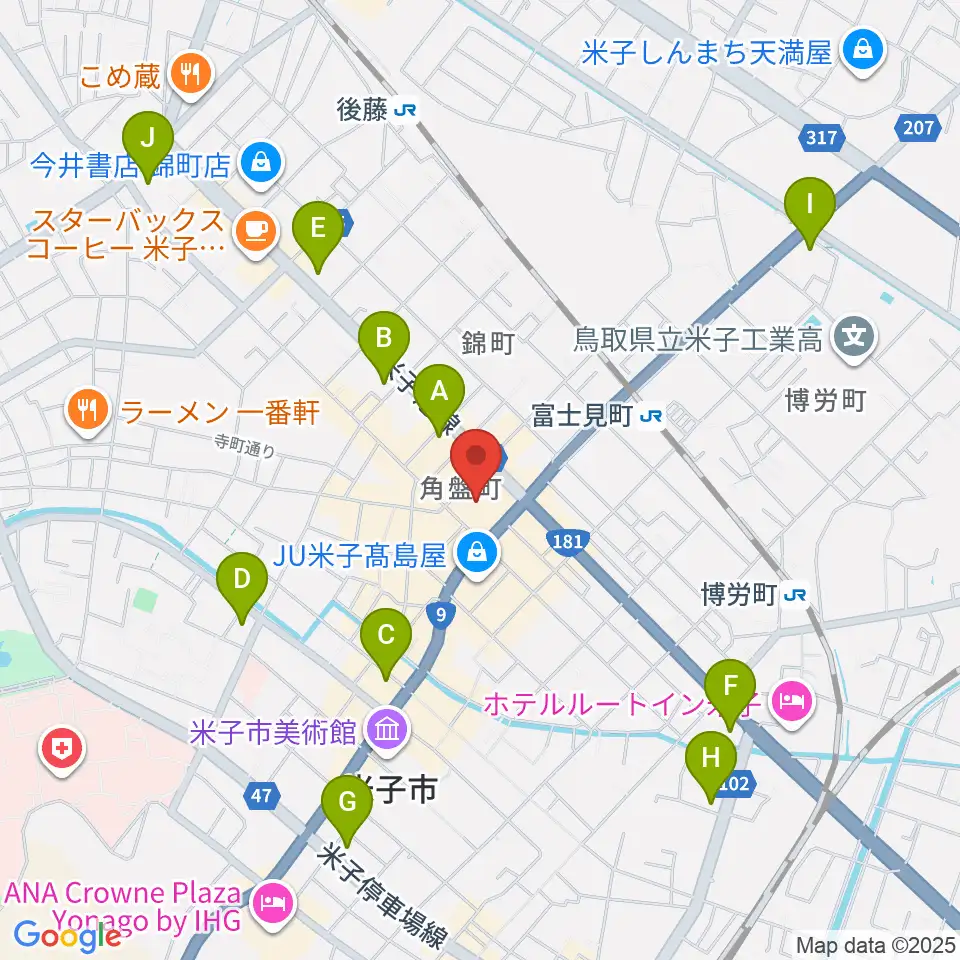 米子市公会堂周辺のコンビニエンスストア一覧地図