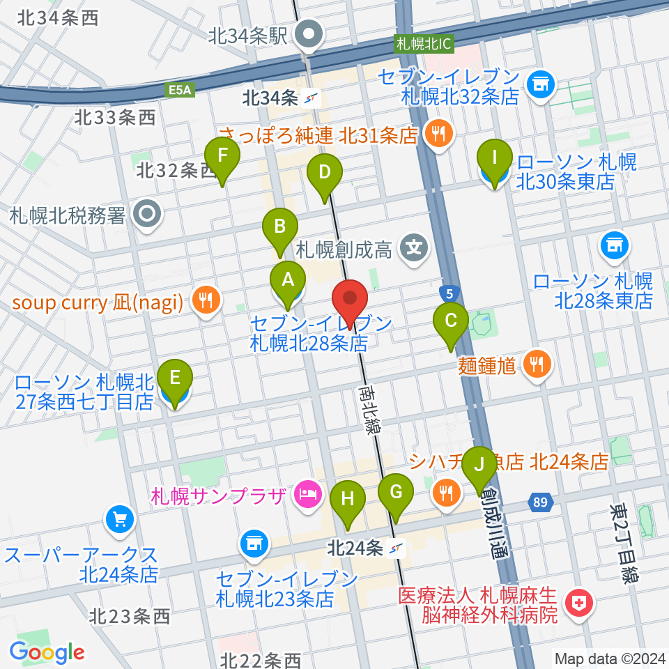 ムジークスタジオ周辺のコンビニエンスストア一覧地図