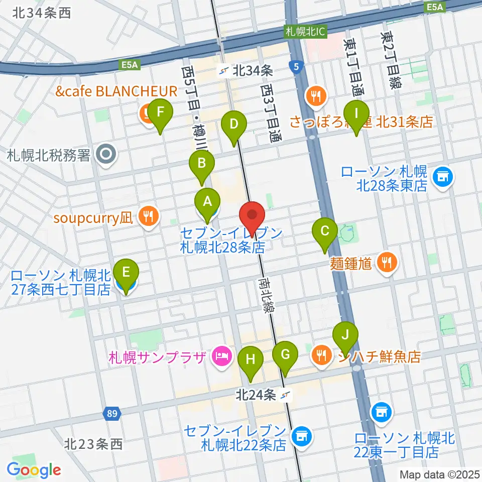 ムジークスタジオ周辺のコンビニエンスストア一覧地図