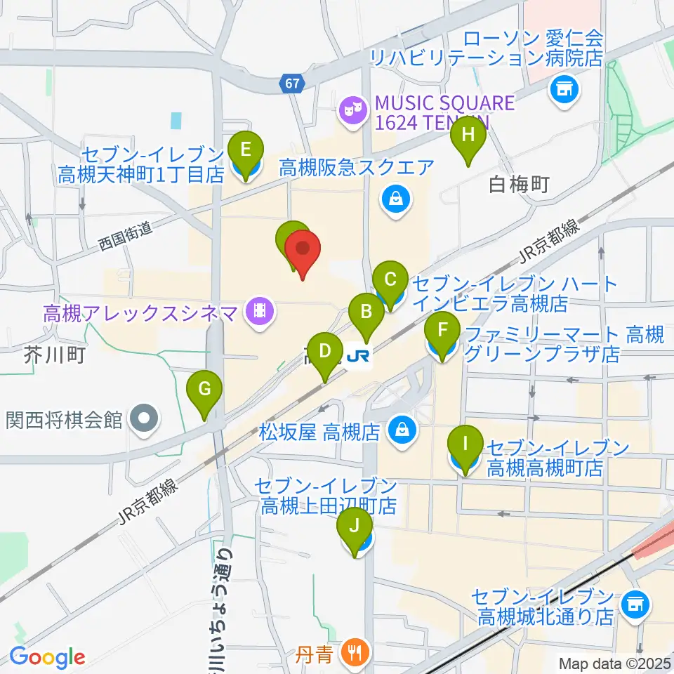 高槻シード音楽教室周辺のコンビニエンスストア一覧地図