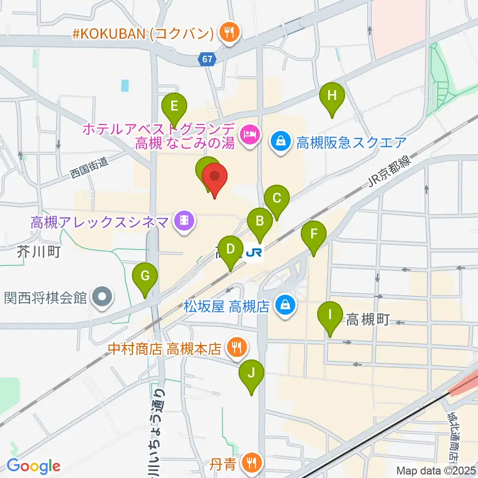 高槻シード音楽教室周辺のコンビニエンスストア一覧地図
