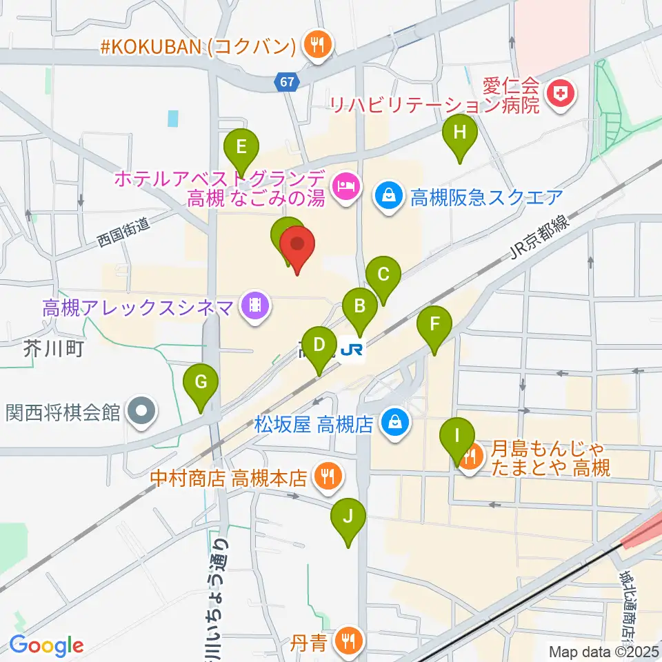 高槻シード音楽教室周辺のコンビニエンスストア一覧地図