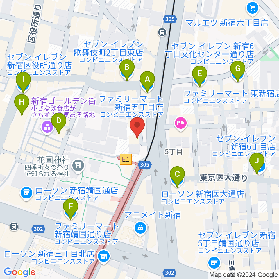 ヒルバレースタジオ周辺のコンビニエンスストア一覧地図