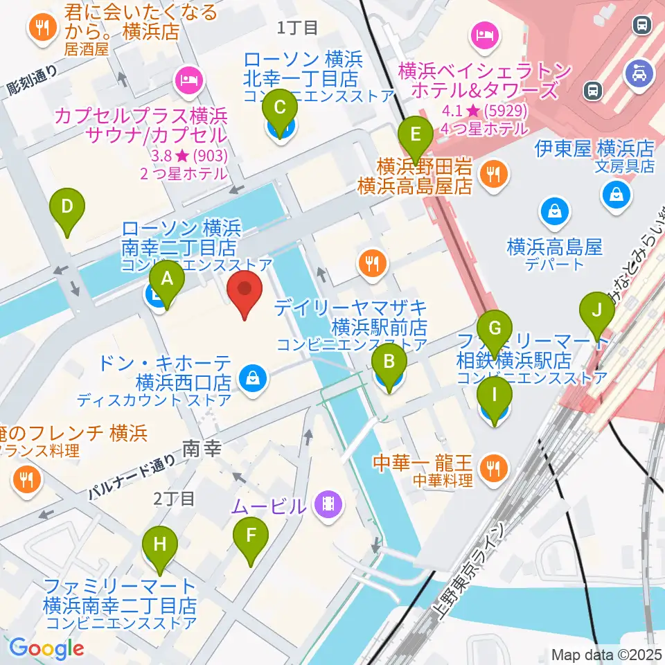タワーレコード横浜ビブレ店周辺のコンビニエンスストア一覧地図
