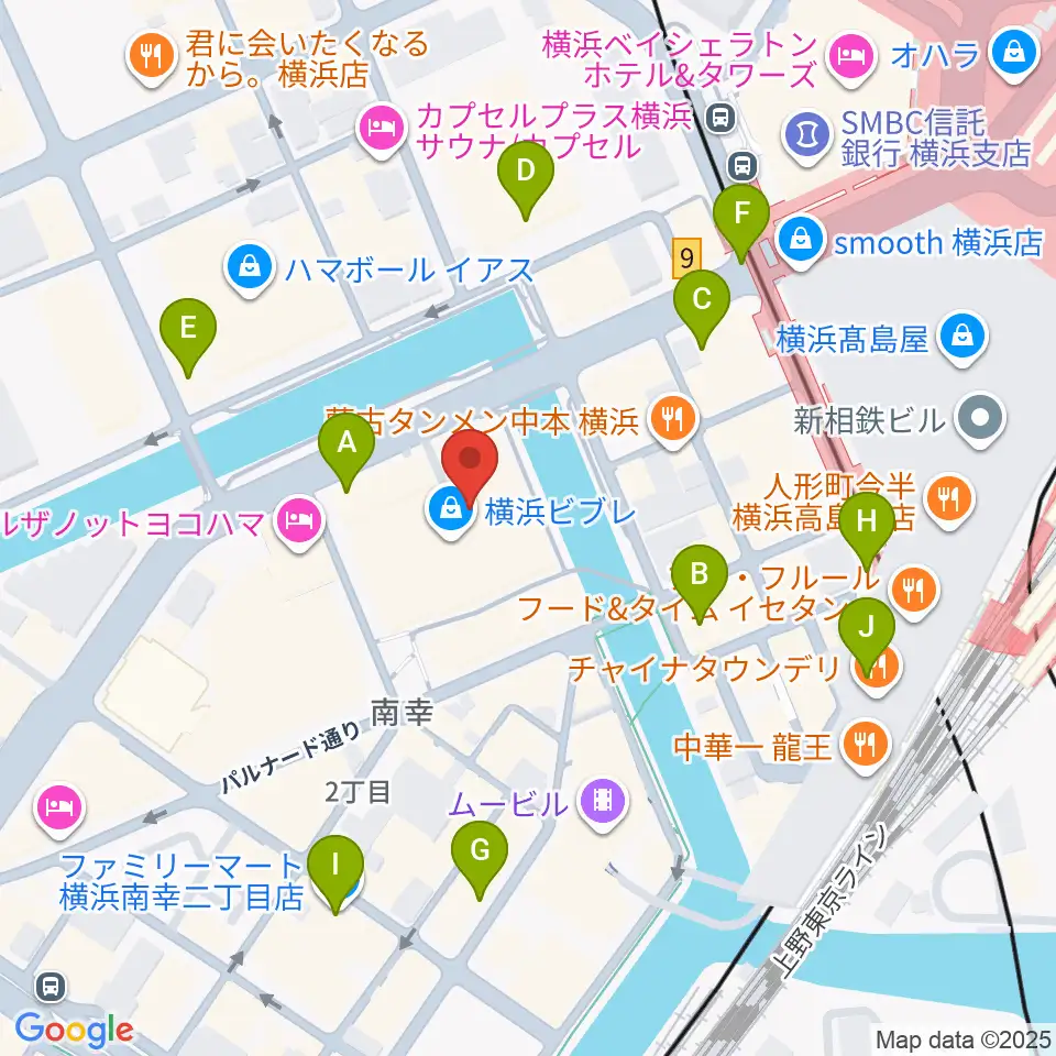 タワーレコード横浜ビブレ店周辺のコンビニエンスストア一覧地図