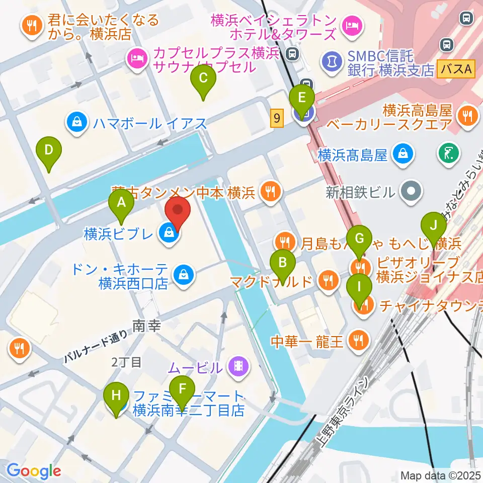 タワーレコード横浜ビブレ店周辺のコンビニエンスストア一覧地図