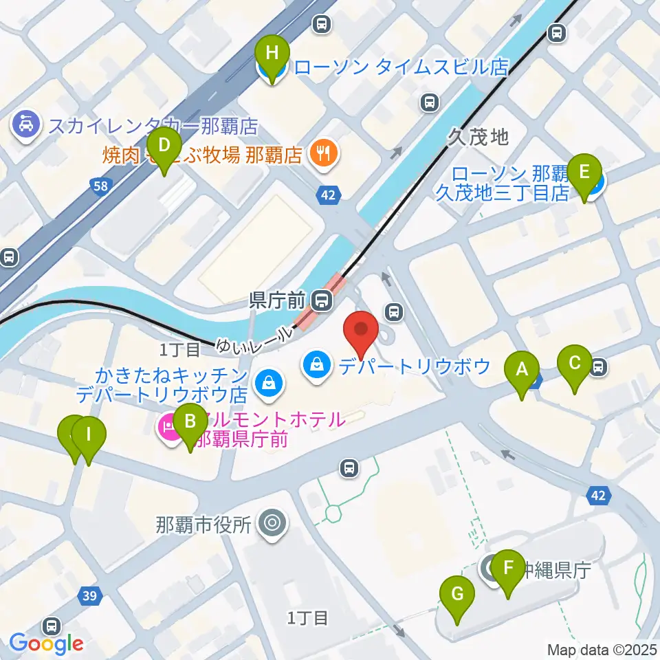 タワーレコード那覇店周辺のコンビニエンスストア一覧地図