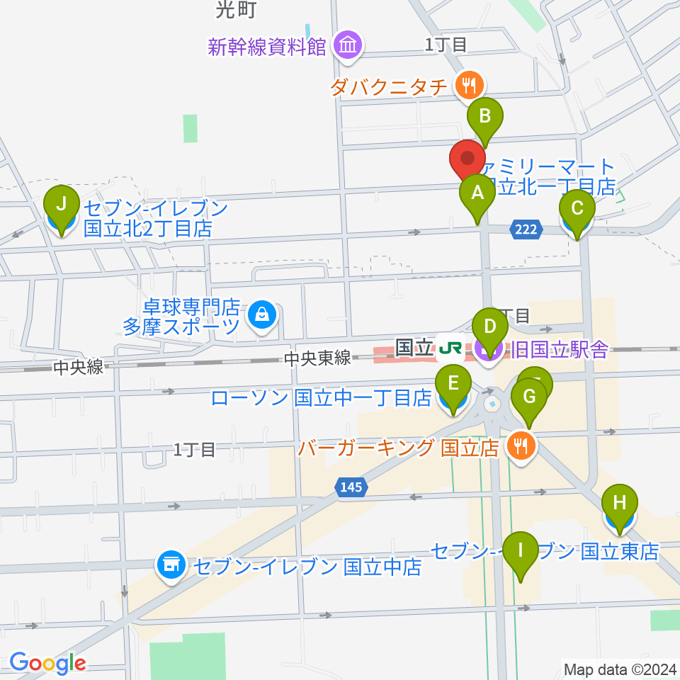 KEY-NOTE音楽教室 国立東京本校周辺のコンビニエンスストア一覧地図