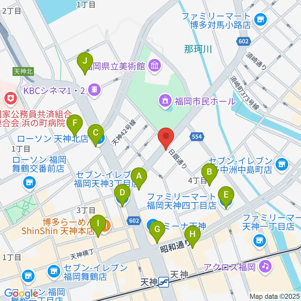 FineSound 天神店周辺のコンビニエンスストア一覧地図