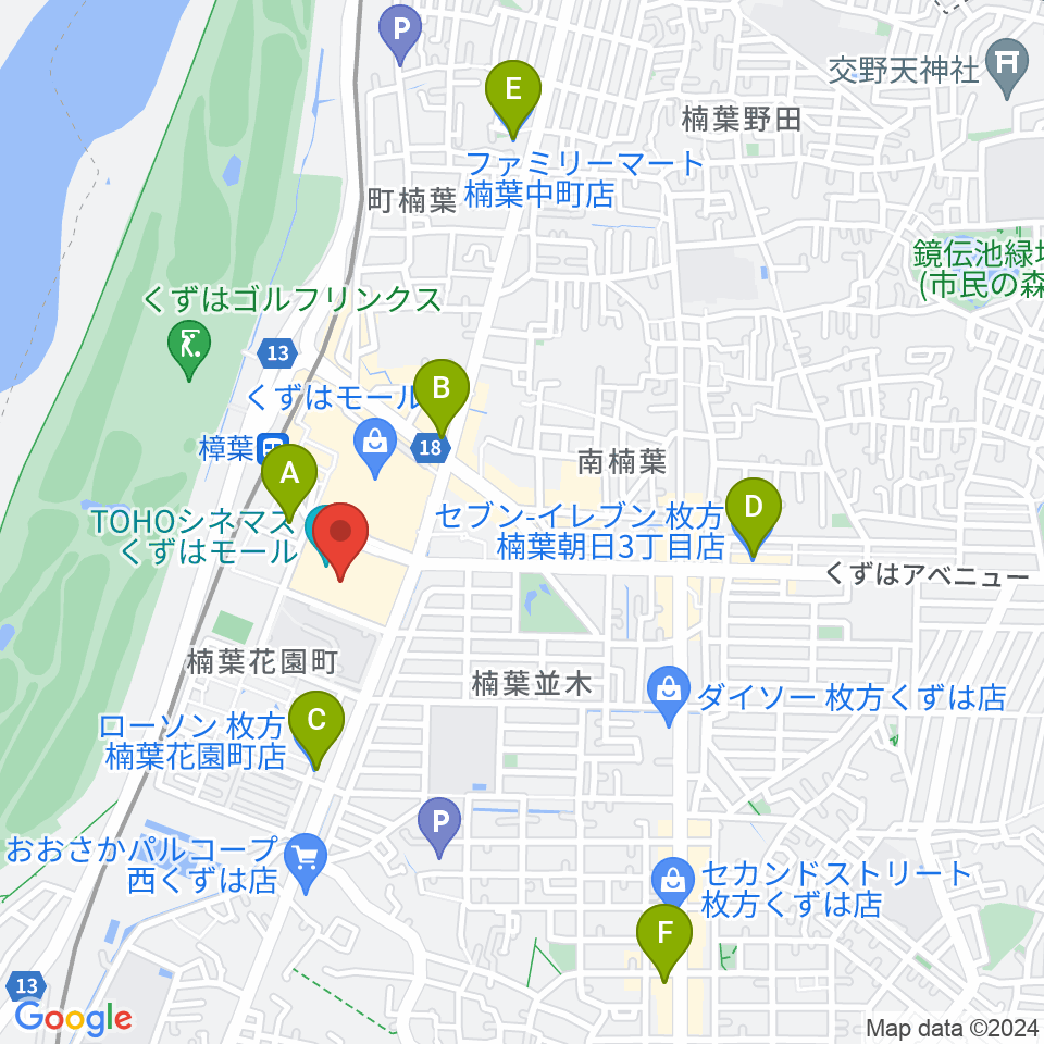 島村楽器 くずはモール店周辺のコンビニエンスストア一覧地図