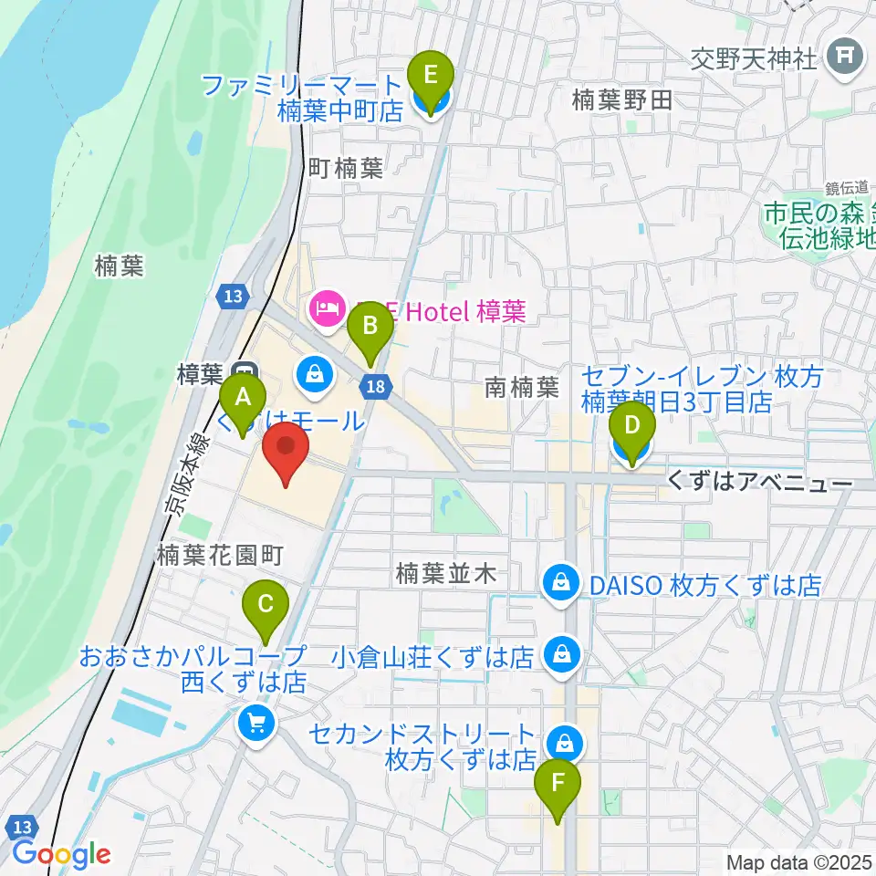 島村楽器 くずはモール店周辺のコンビニエンスストア一覧地図