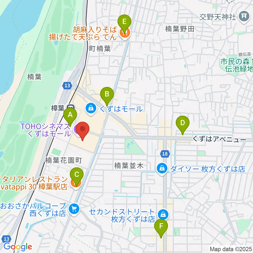 島村楽器 くずはモール店周辺のコンビニエンスストア一覧地図