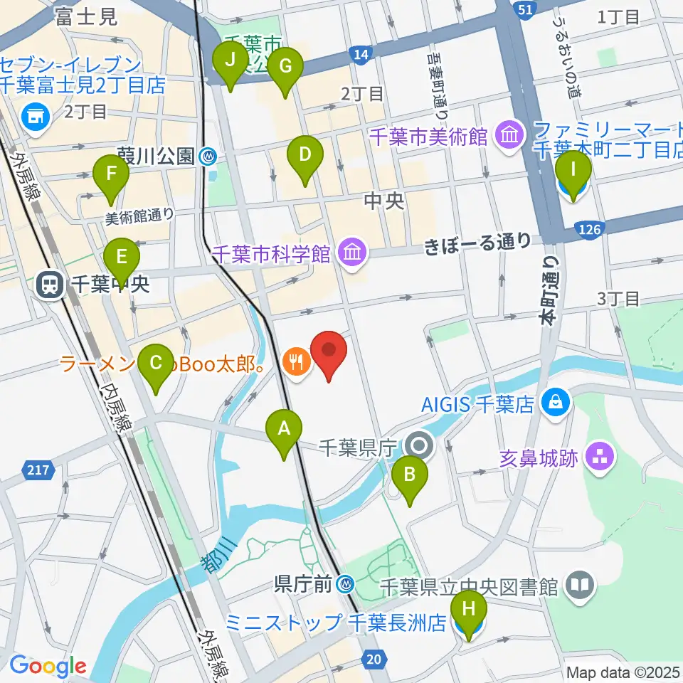 千葉県教育会館周辺のコンビニエンスストア一覧地図