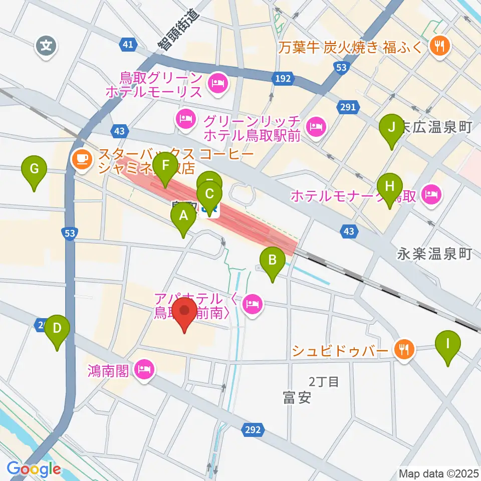 鳥取県立生涯学習センター 県民ふれあい会館周辺のコンビニエンスストア一覧地図