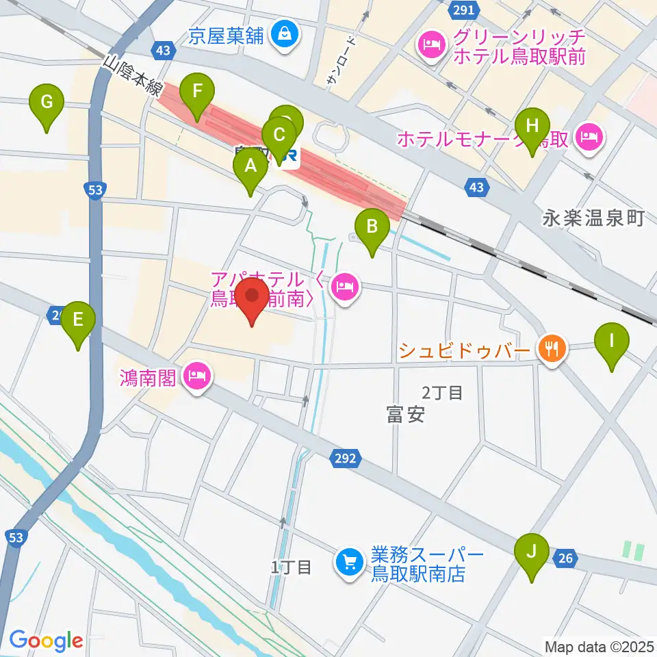 鳥取県立生涯学習センター 県民ふれあい会館周辺のコンビニエンスストア一覧地図