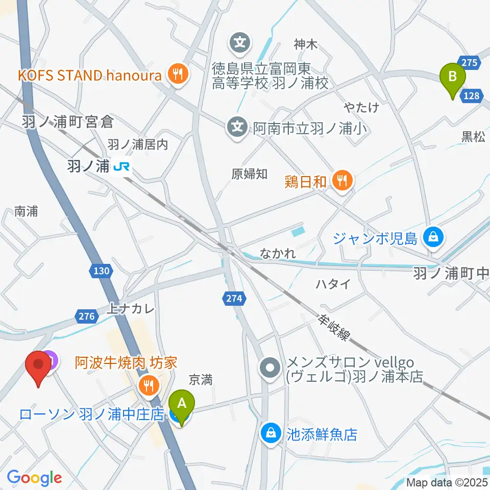 コスモホール(阿南市情報文化センター)周辺のコンビニエンスストア一覧地図