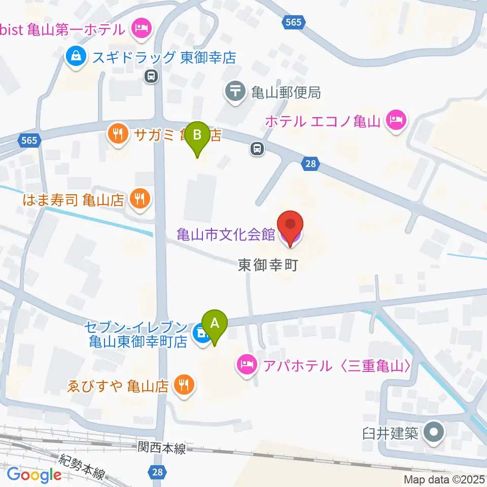 亀山市文化会館周辺のコンビニエンスストア一覧地図
