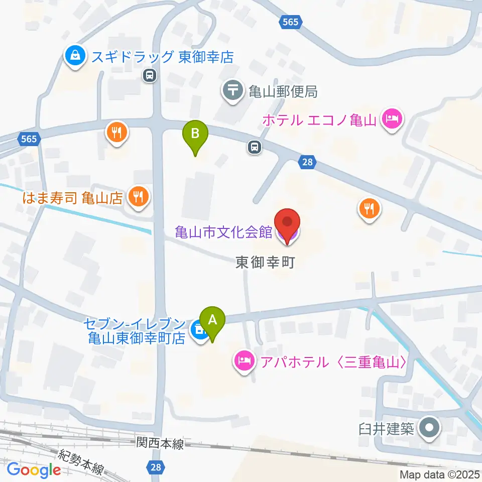 亀山市文化会館周辺のコンビニエンスストア一覧地図
