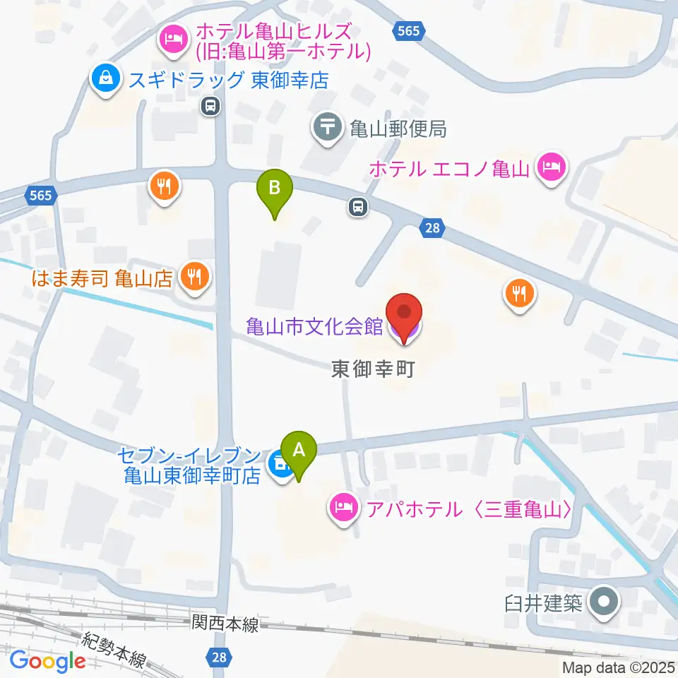 亀山市文化会館周辺のコンビニエンスストア一覧地図