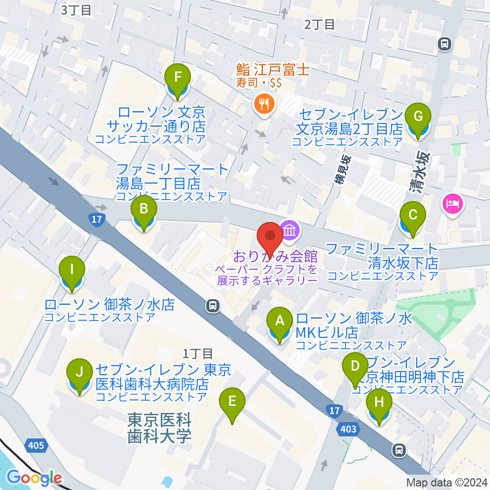 御茶ノ水KAKADO周辺のコンビニエンスストア一覧地図