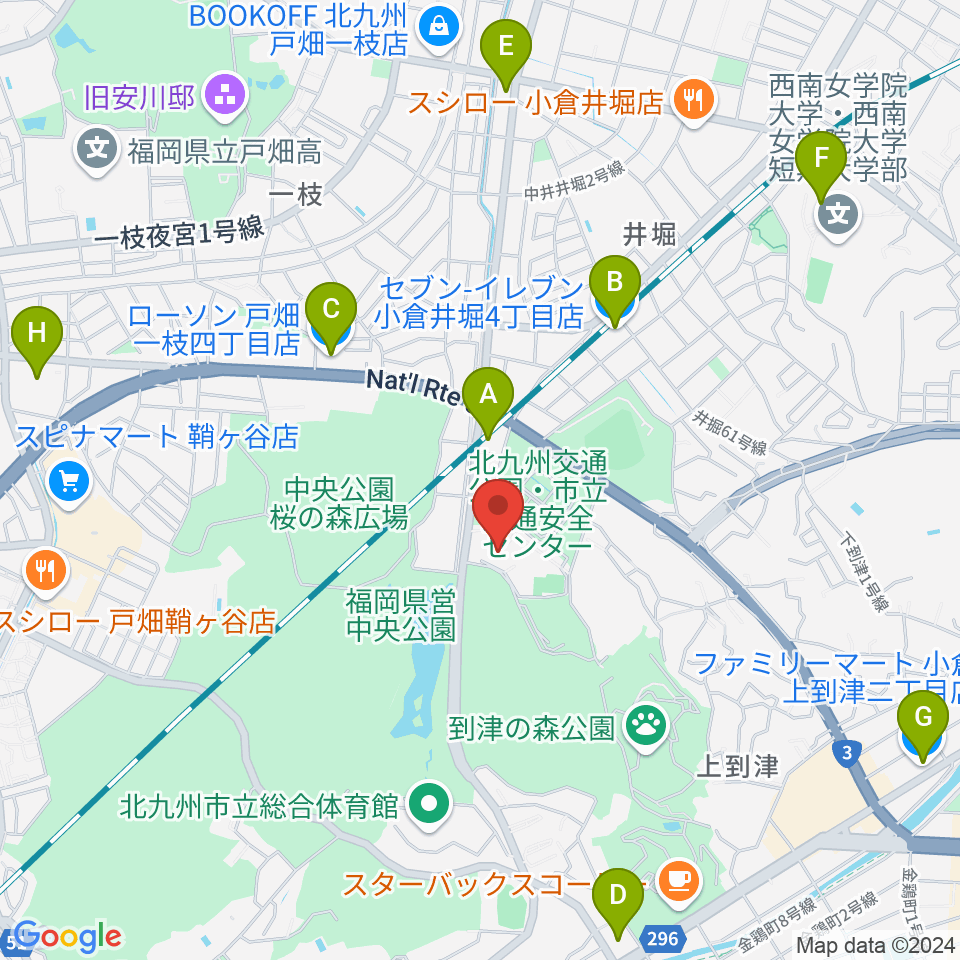 北九州パレス周辺のコンビニエンスストア一覧地図