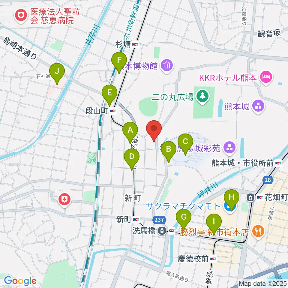 熊本市子ども文化会館周辺のコンビニエンスストア一覧地図