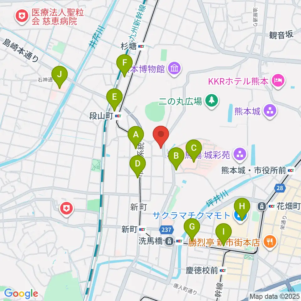 熊本市子ども文化会館周辺のコンビニエンスストア一覧地図