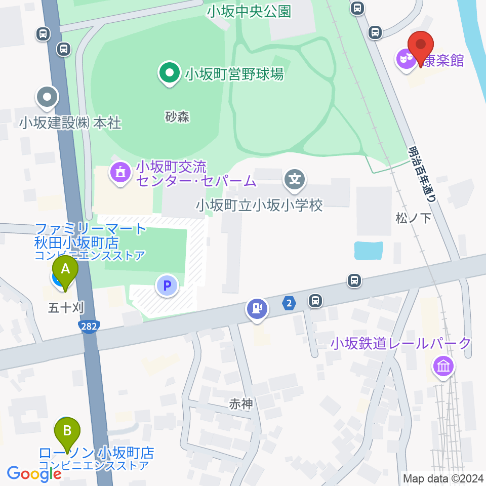 康楽館周辺のコンビニエンスストア一覧地図