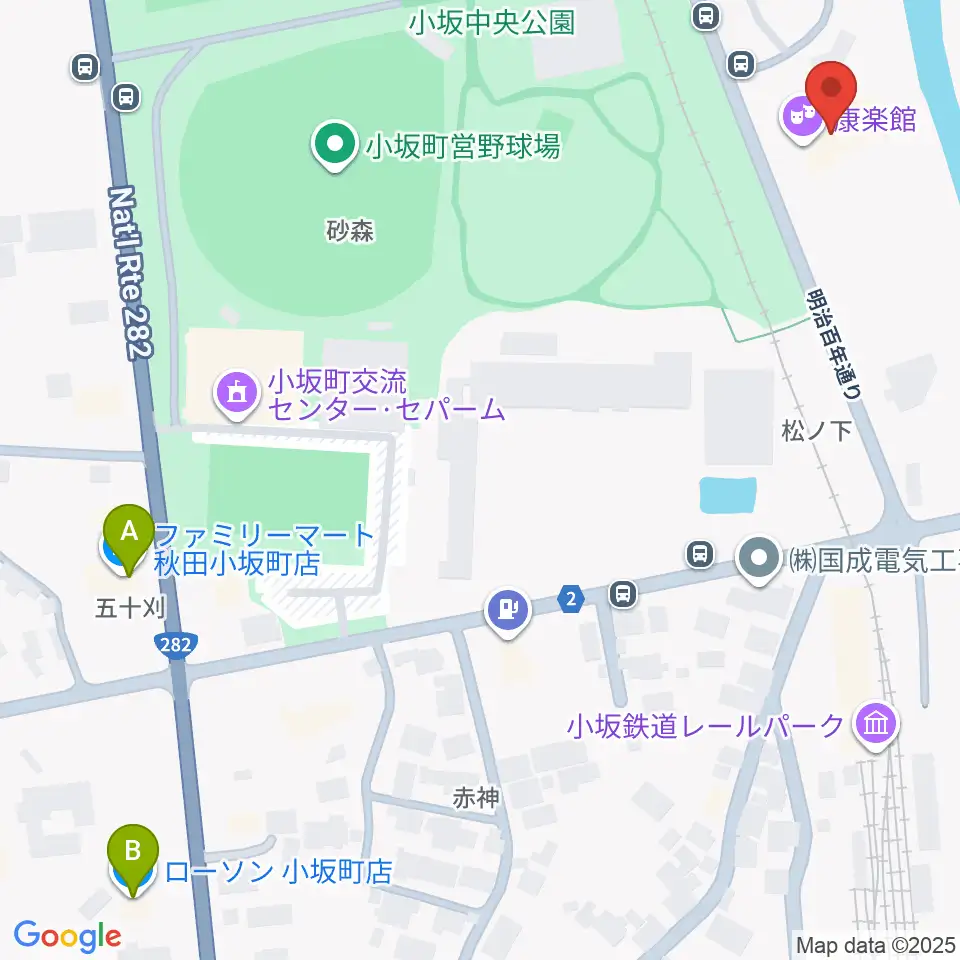 康楽館周辺のコンビニエンスストア一覧地図