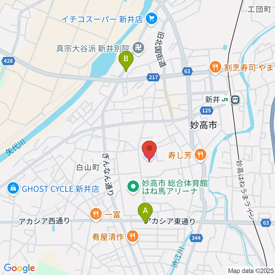 妙高市文化ホール周辺のコンビニエンスストア一覧地図