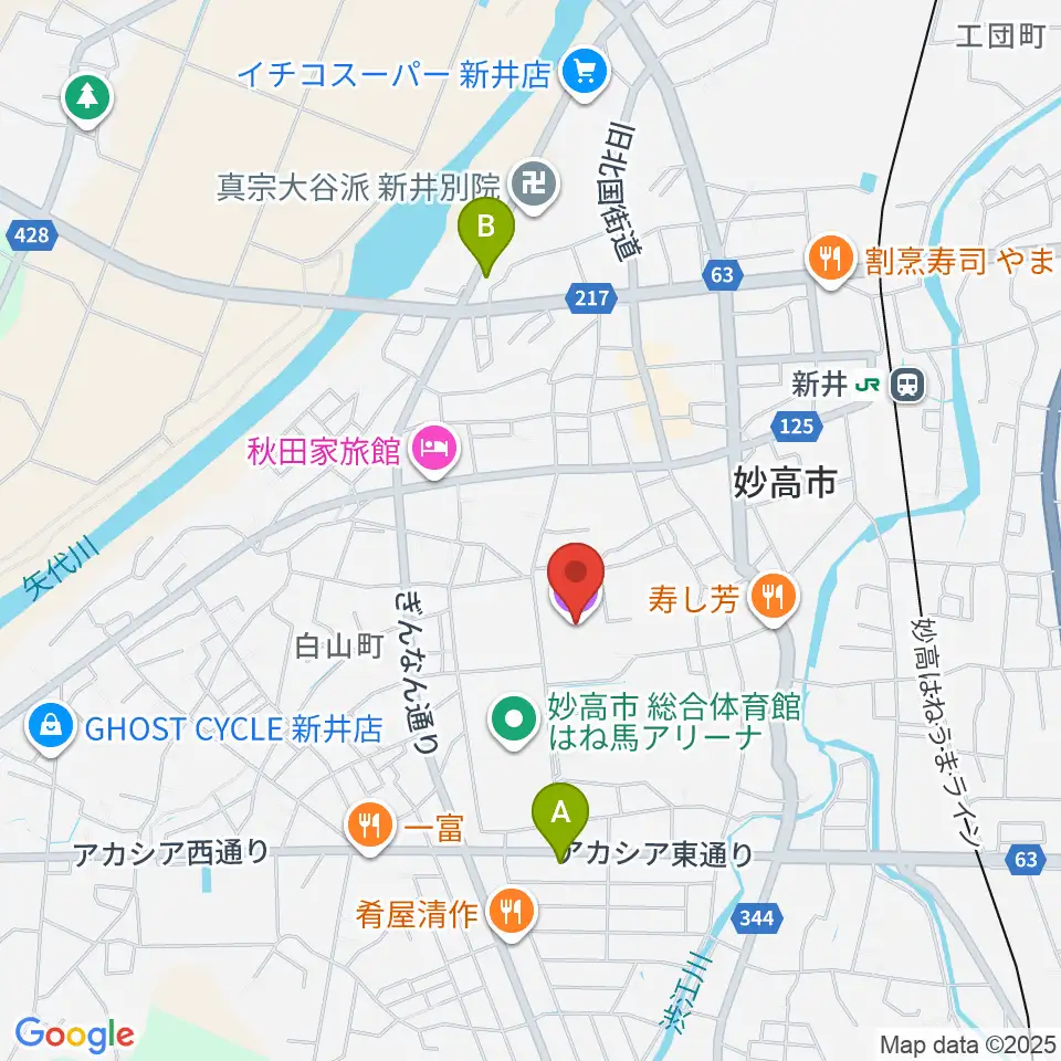 妙高市文化ホール周辺のコンビニエンスストア一覧地図