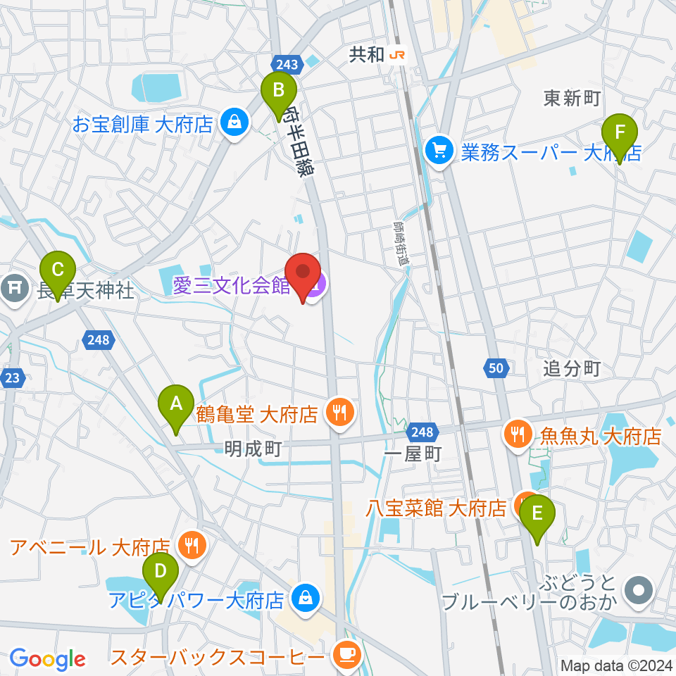 愛三文化会館周辺のコンビニエンスストア一覧地図