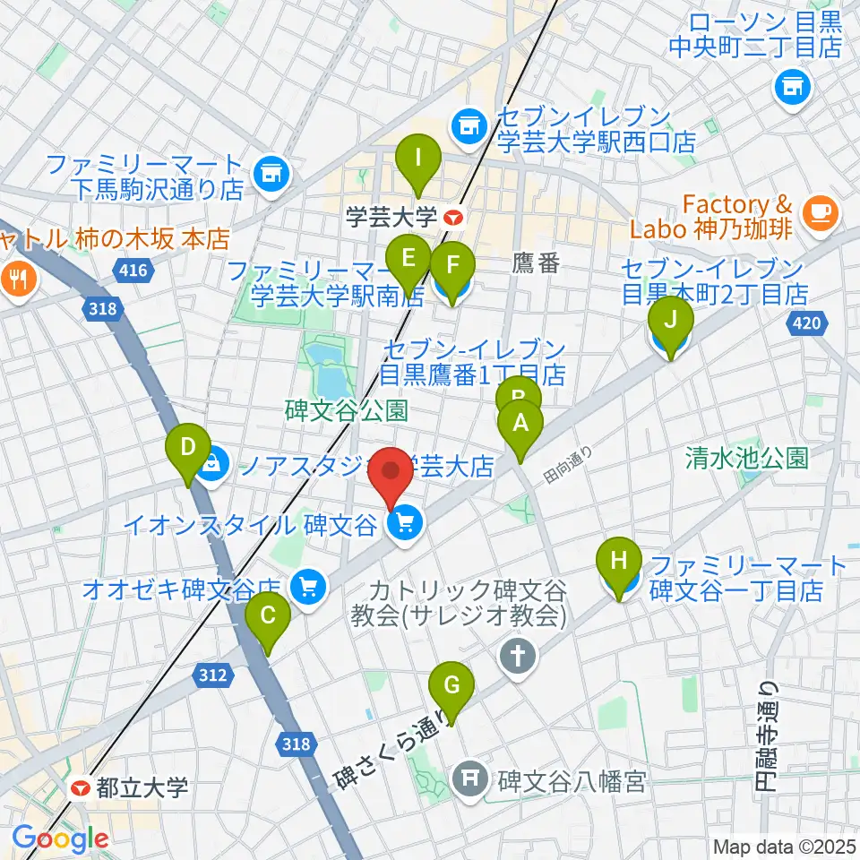 碑文谷APIA40周辺のコンビニエンスストア一覧地図