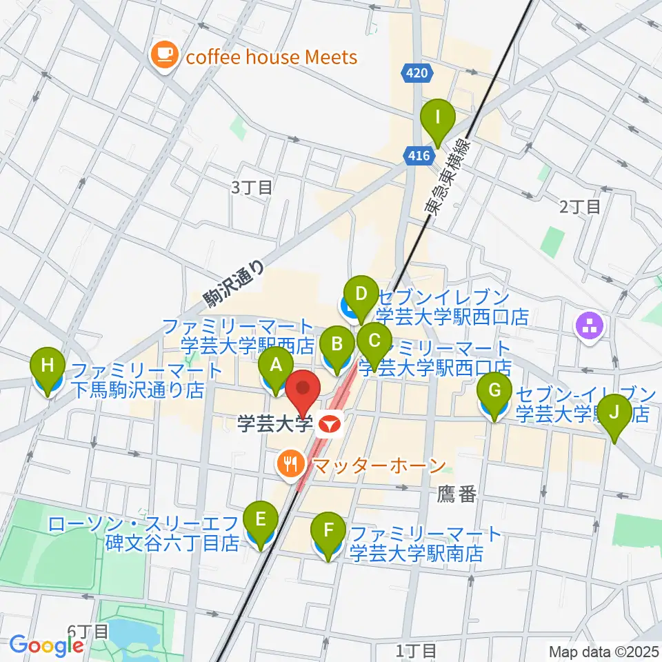 A-TRAIN周辺のコンビニエンスストア一覧地図